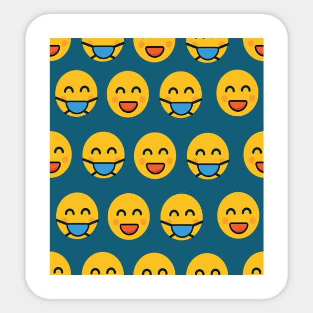 Happy Emoji face mask Sticker by otaku_sensei6